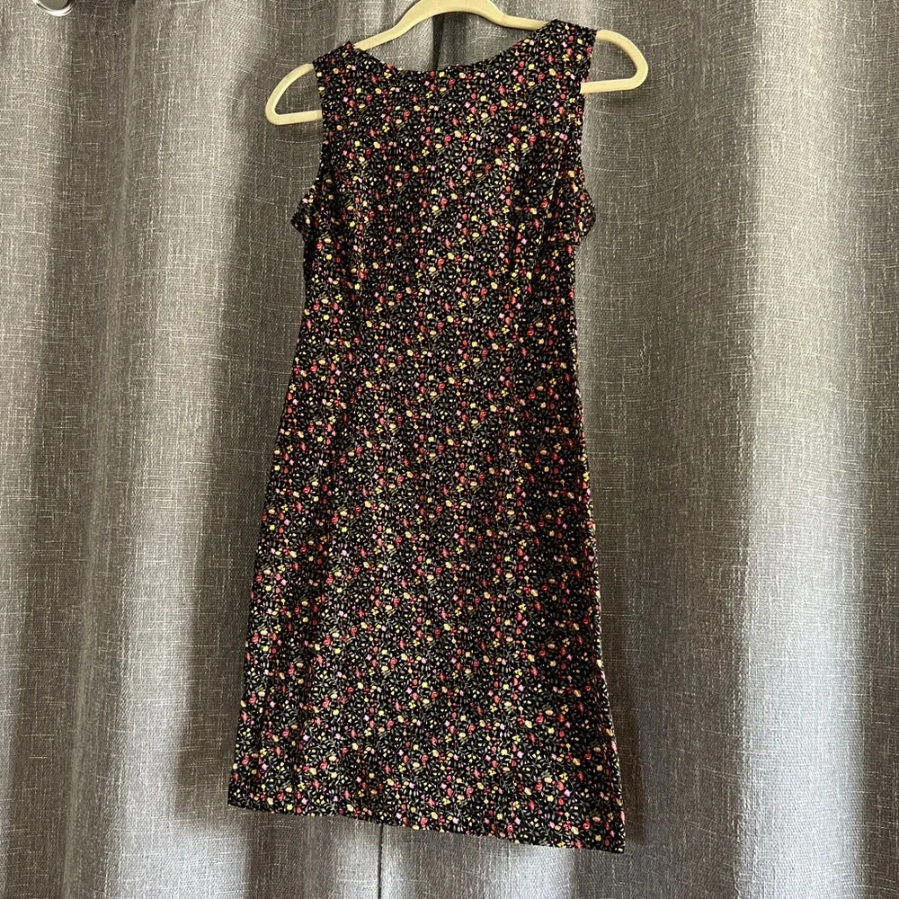 Vintage 90’s Betsy Lauren - ditsy floral print on black mini dress - size 10 - Picture 1 of 14